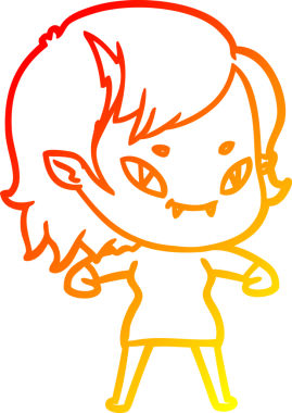 Bir insan tarafından çizilmiş, çizgi film karakteri, arkadaş canlısı vampir kız çizimi.