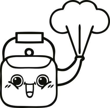 Bir insan tarafından çizilen dumanı tüten bir çaydanlığın çizgi çizimi