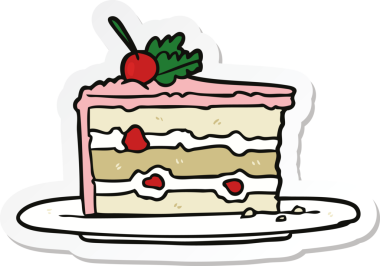 Bir insan tarafından çizilmiş bir tatlı pastasının çıkartması.