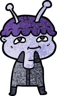 Bir insan tarafından çizilmiş dost canlısı çizgi film uzay adamı.