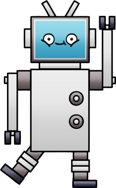 Bir insan tarafından çizilmiş bir robotun gölgelenmiş çizimi