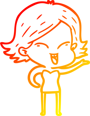 Bir insan tarafından çizilmiş mutlu bir çizgi film kızı çizimi