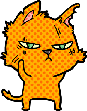 Bir insan tarafından çizilmiş sert çizgi film kedisi.