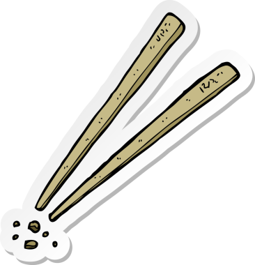 Bir insan tarafından çizilmiş bir yemek çubuğunun çıkartması.