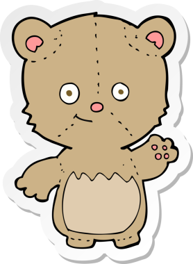 Bir insan tarafından çizilmiş oyuncak ayının çıkartması.