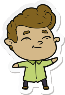 Bir insan tarafından çizilmiş mutlu bir çizgi film karakterinin çıkartması.