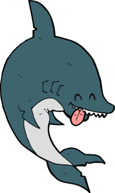 Bir insan tarafından çizilmiş komik bir köpek balığı.