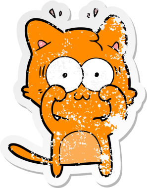 Bir karikatür çıkartması bir insan tarafından çizilmiş kediye şaşırttı.