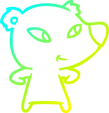 Bir insan tarafından çizilmiş şirin bir çizgi film ayısının soğuk gradyan çizgisi.