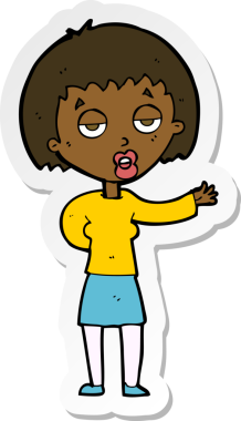 Bir insan tarafından çizilmiş, sıkılmış bir karikatür çıkartması.