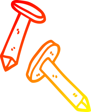 Bir insan tarafından çizilmiş karikatür çivilerinin sıcak gradyan çizgileri