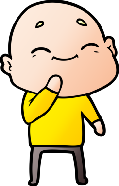 Bir insan tarafından çizilmiş mutlu, kel adam.