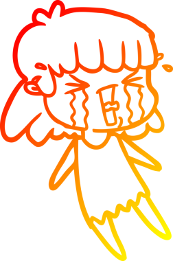 Bir insan tarafından çizilmiş göz yaşları içindeki çizgi film kadını çizimi.