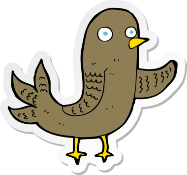 Bir insan tarafından çizilmiş sallanan bir karikatür çıkartması.