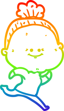 Gökkuşağı gradyan çizgi çizimi Bir insan tarafından çizilmiş mutlu yaşlı kadın