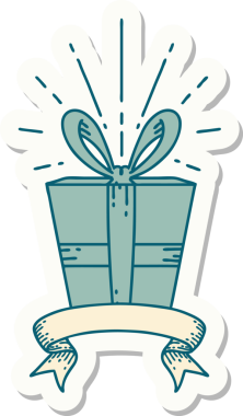 Bir insan tarafından çizilmiş dövme stili Noel hediyesi.