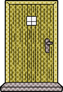 Bir insan tarafından çizilmiş çizgi film kapısı.