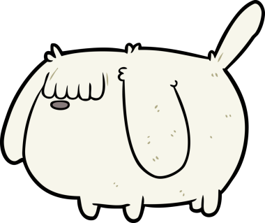 Bir insan tarafından çizilmiş komik bir çizgi film köpeği.