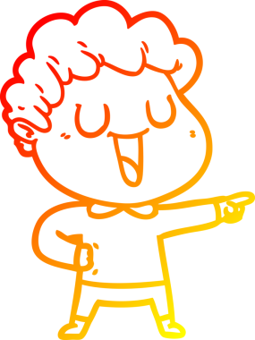 Bir insan tarafından çizilmiş gülen bir çizgi film karakterinin sıcak çizgi çizimi.