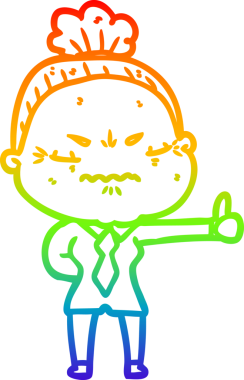 Gökkuşağı gradyan çizgi çizimi bir insan tarafından çizilmiş yaşlı bir kadın tarafından rahatsız edildi