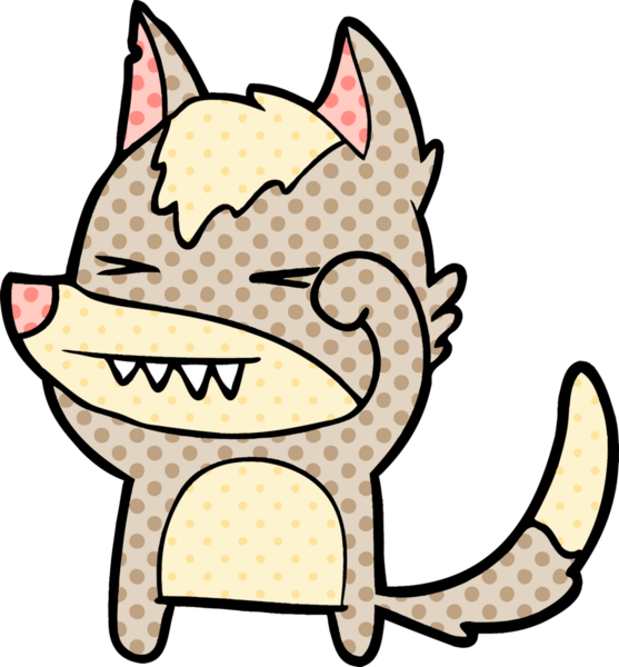 Bir insan tarafından çizilmiş yorgun kurt çizgi filmi.