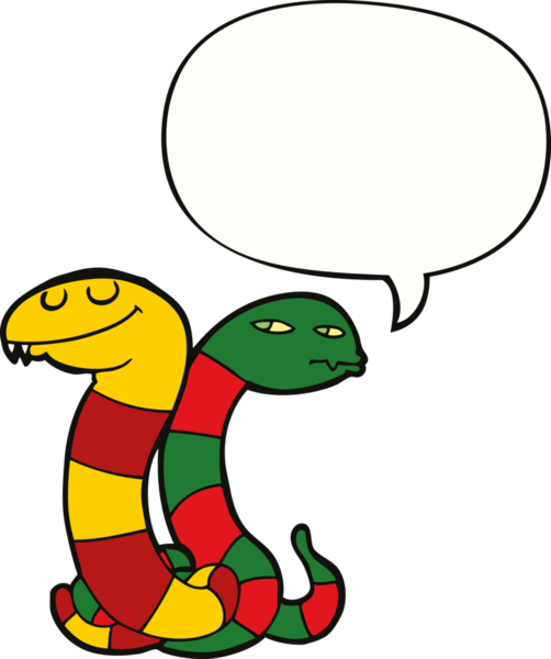 Bir insan tarafından çizilmiş konuşma balonu olan çizgi film yılanları.