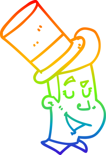 Bir insan tarafından çizilmiş silindir şapkalı bir adamın çizimi.