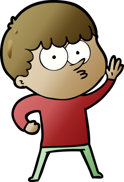 Bir insan tarafından çizilmiş meraklı bir çocuk.