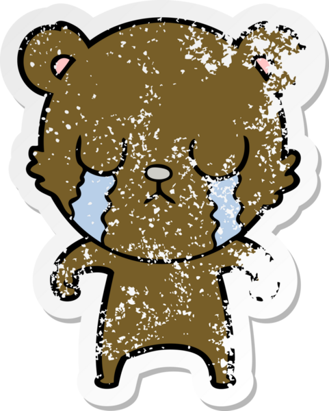 Bir insan tarafından çizilmiş ağlayan çizgi film ayısının sıkıntılı çıkartması.