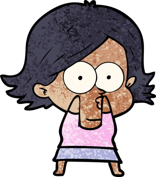 Çizgi film kızı somurtuyor bir insan tarafından