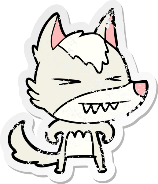 Bir insan tarafından çizilmiş kızgın bir kurt çizgi filminin sıkıntılı çıkartması.