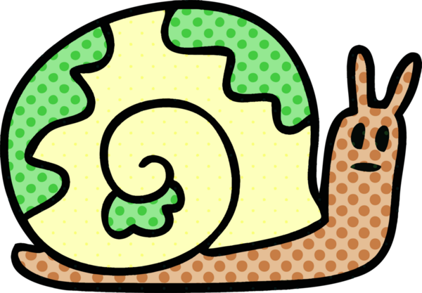 Bir insan tarafından çizilmiş çizgi roman tarzı tuhaf bir salyangoz.