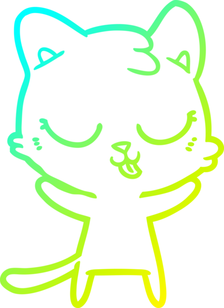 Bir insan tarafından çizilmiş bir çizgi film kedisinin soğuk gradyan çizgisi.