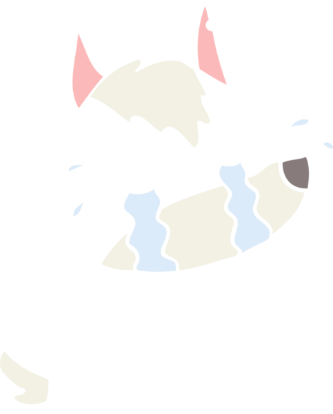 Bir insan tarafından çizilmiş düz renkli ağlayan kurt resmi.