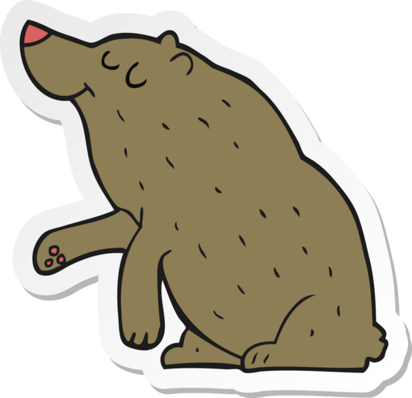 Bir insan tarafından çizilmiş çizgi film ayısının çıkartması.