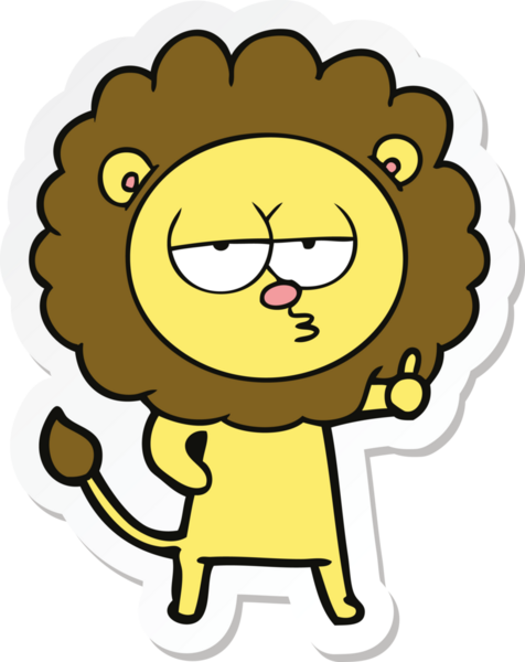 Bir insan tarafından çizilmiş canı sıkkın bir aslanın çıkartması.