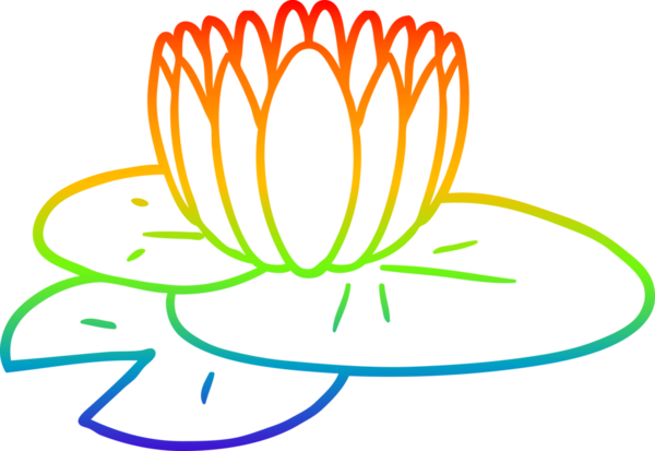 Bir insan tarafından çizilen nilüfer çiçeğinin gökkuşağı gradyanı çizimi