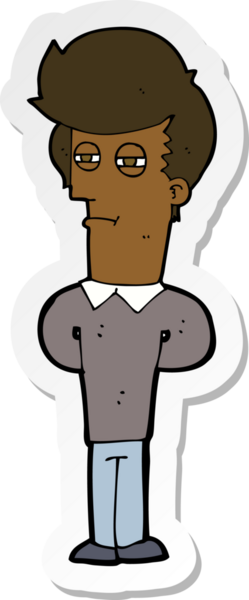 Bir insan tarafından çizilmiş bezgin bir adamın çıkartması.