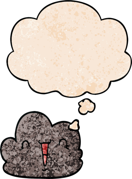 bir insan tarafından çizilmiş grunge dokuma tarzında düşünce baloncuğu ile çizgi film mutlu bulut