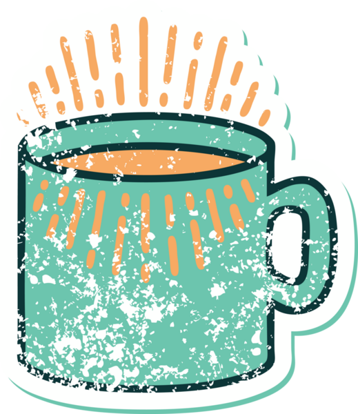 Bir insan tarafından çizilmiş kahvenin sembolik dövmeli görüntüsü.