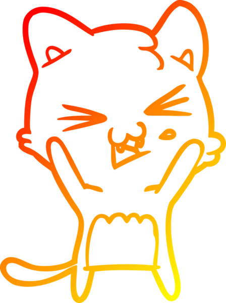 Bir insan tarafından çizilmiş çizgi film kedisinin sıcak çizgi çizimi