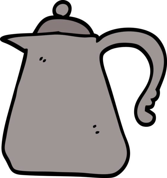 İnsan eliyle çizilmiş karalama tarzı bir çaydanlık.