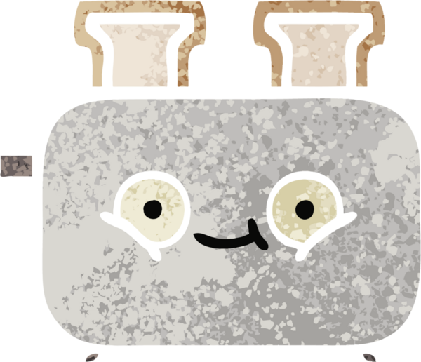 Bir insan tarafından çizilmiş bir tost makinesinin retro çizim stili karikatürü