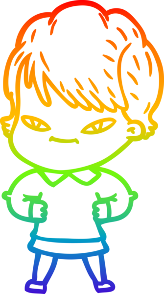 gökkuşağı gradyan çizimi bir insan tarafından çizilmiş mutlu bir kadın çizgi