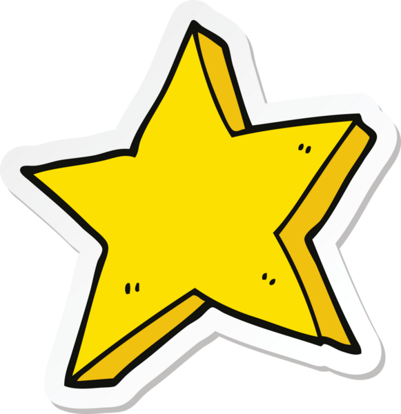 Bir insan tarafından çizilmiş bir çizgi film yıldızının çıkartması.