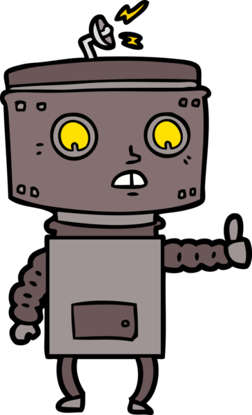 Bir insan tarafından çizilmiş çizgi film robotu