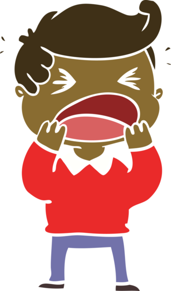 Bir insan tarafından çizilmiş düz renkli karikatür.