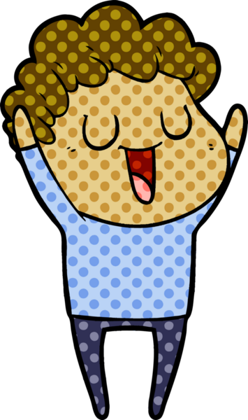 Bir insan tarafından çizilmiş gülen karikatür adam.