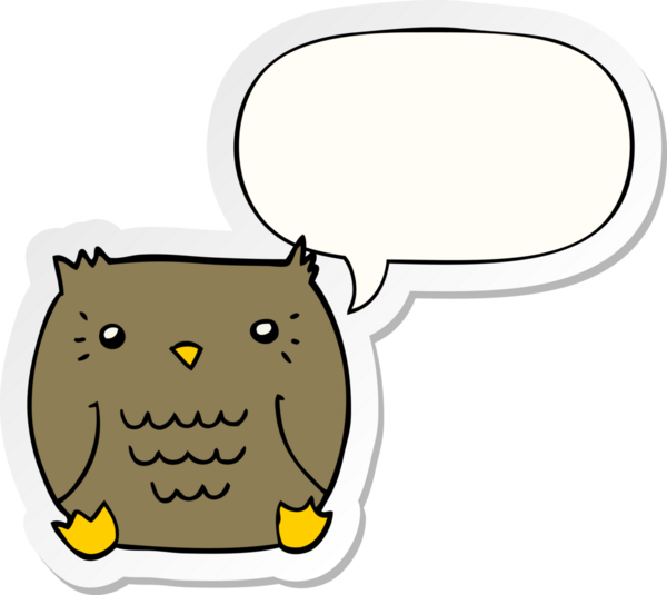 bir insan tarafından çizilmiş konuşma kabarcığı etiketli çizgi film baykuşu