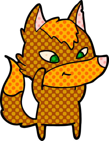 Bir insan tarafından çizilmiş tilki çizgi film karakteri